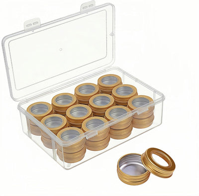 24 Latas Aluminio 0.5oz con Tapas Rosca Estuche Transparente