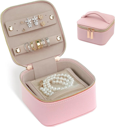 Estuche joyas cuero PU 4 pzas rosa lago