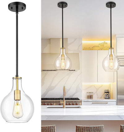 Luces colgantes isla cocina 8pulg vidrio estilo granja