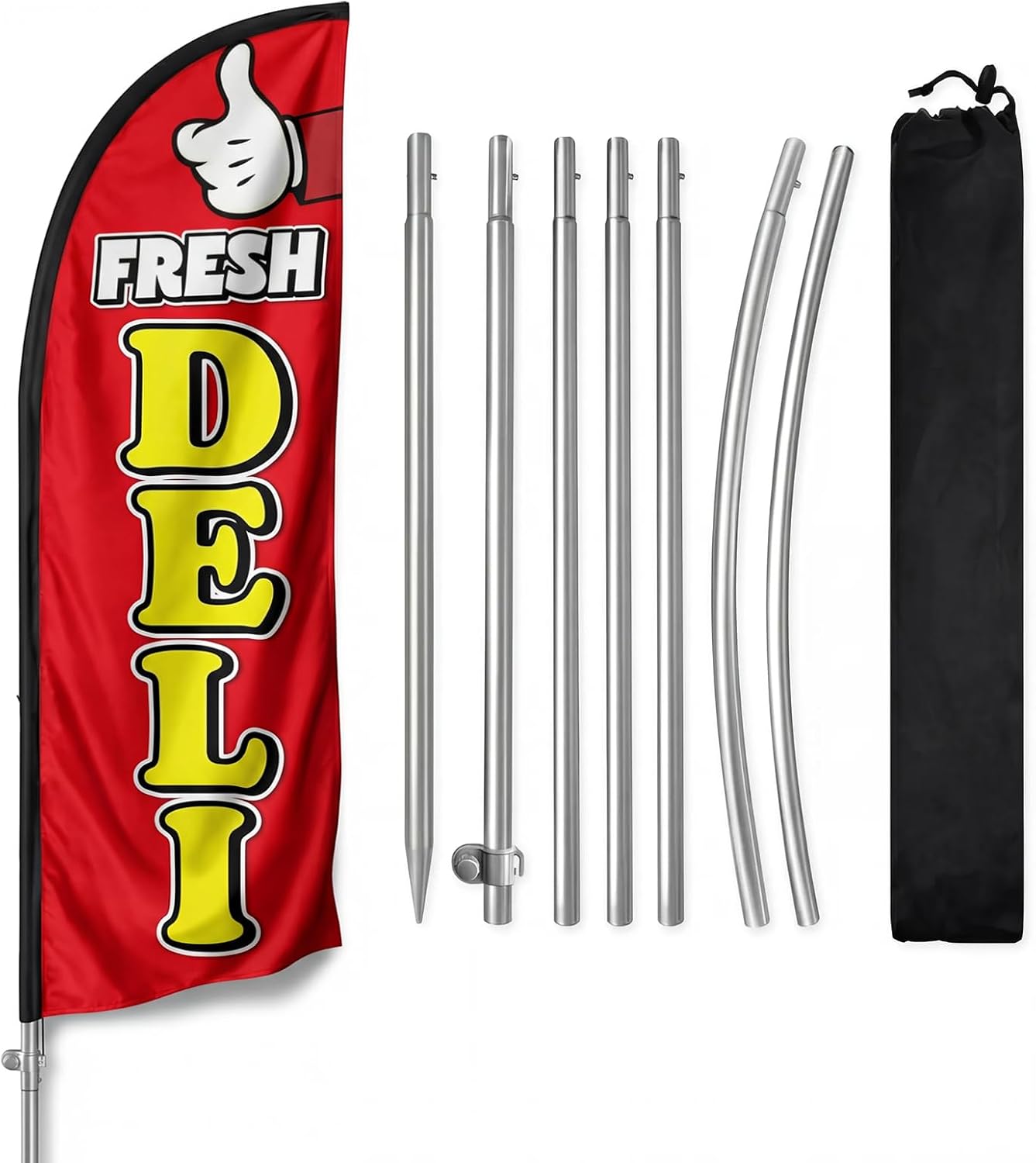 Bandera plumas 8ft con poste pancarta tienda delicatessen