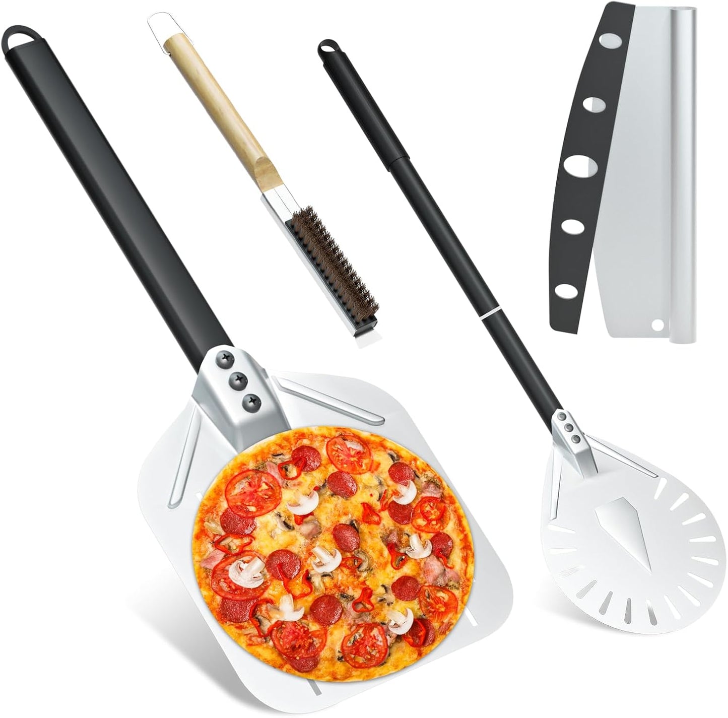 Kit 4 accesorios horno pizza 12pulg cepillo raspador