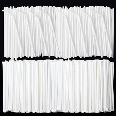 1000 Popotes Flexibles Plástico Blanco 7.75x0.23pulg