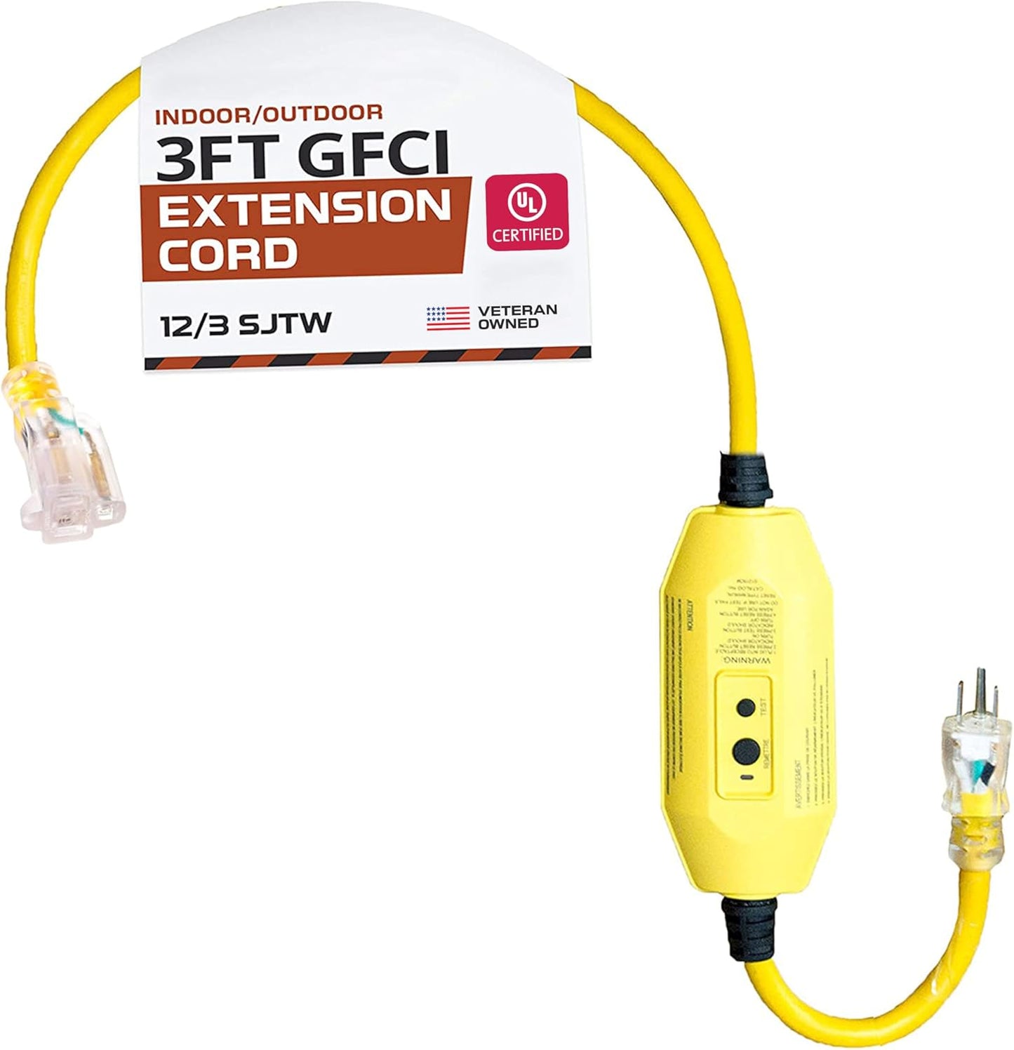 Extensión amarilla iluminada exterior 12/3 SJTW 5 longitudes