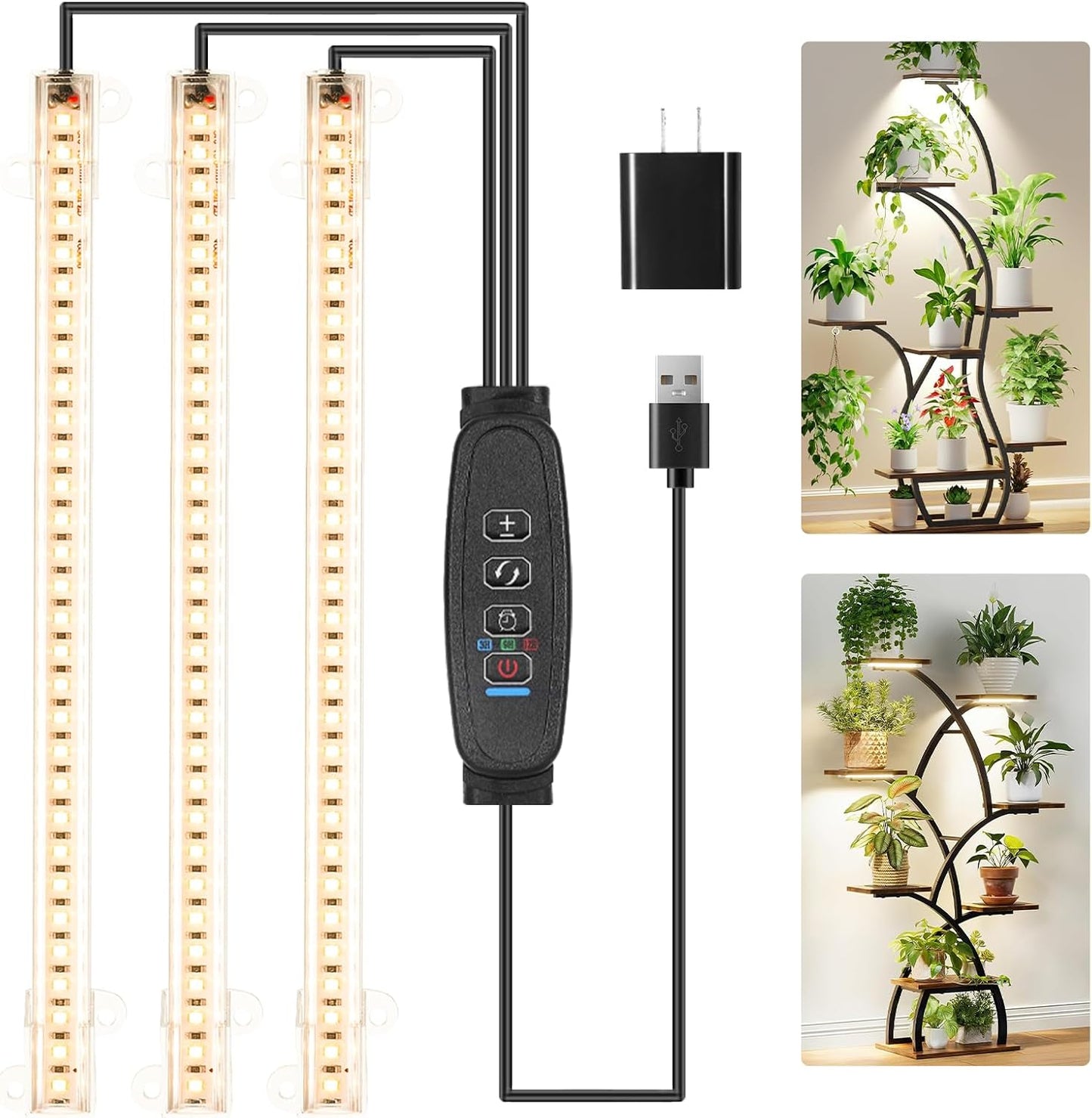 Lámpara LED cultivo 3 cabezales 10.2pulg espectro completo