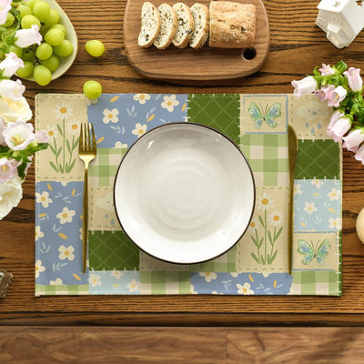 4 Manteles Individuales 12x18pulg Diseño Floral Bufanda