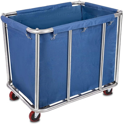Carrito lavandería acero inox 260lb 8 tubos azul