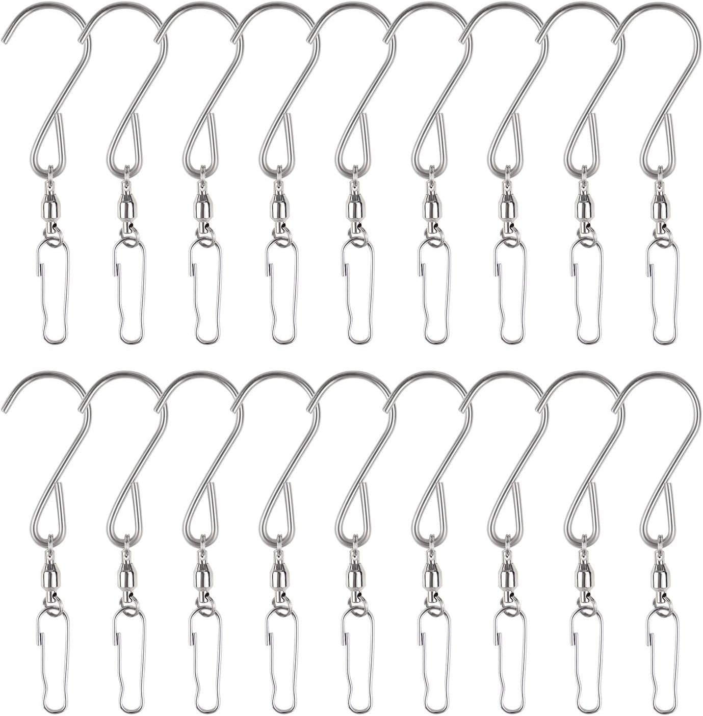 20 Ganchos Giratorios Acero Inox para Campanillas Viento