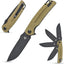 Cuchillo plegable hoja D2 mango micarta EDC senderismo verde
