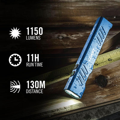 Linterna LED USB-C 1150lúmenes modo punto inundación azul