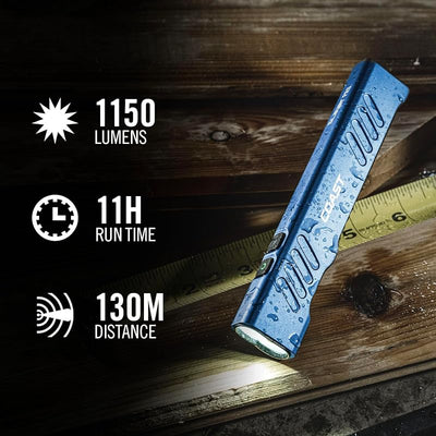 Linterna LED USB-C 1150lúmenes modo punto inundación azul