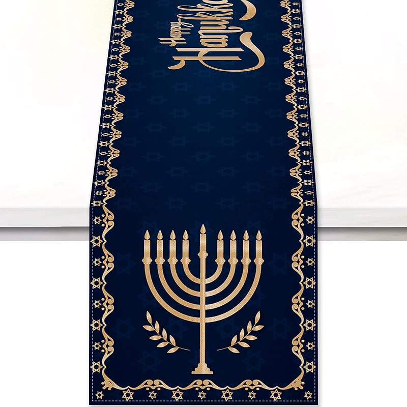 Camino mesa Hanukkah decoración hogar comedor