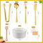 Accesorios tabla embutidos cuchillos dorado