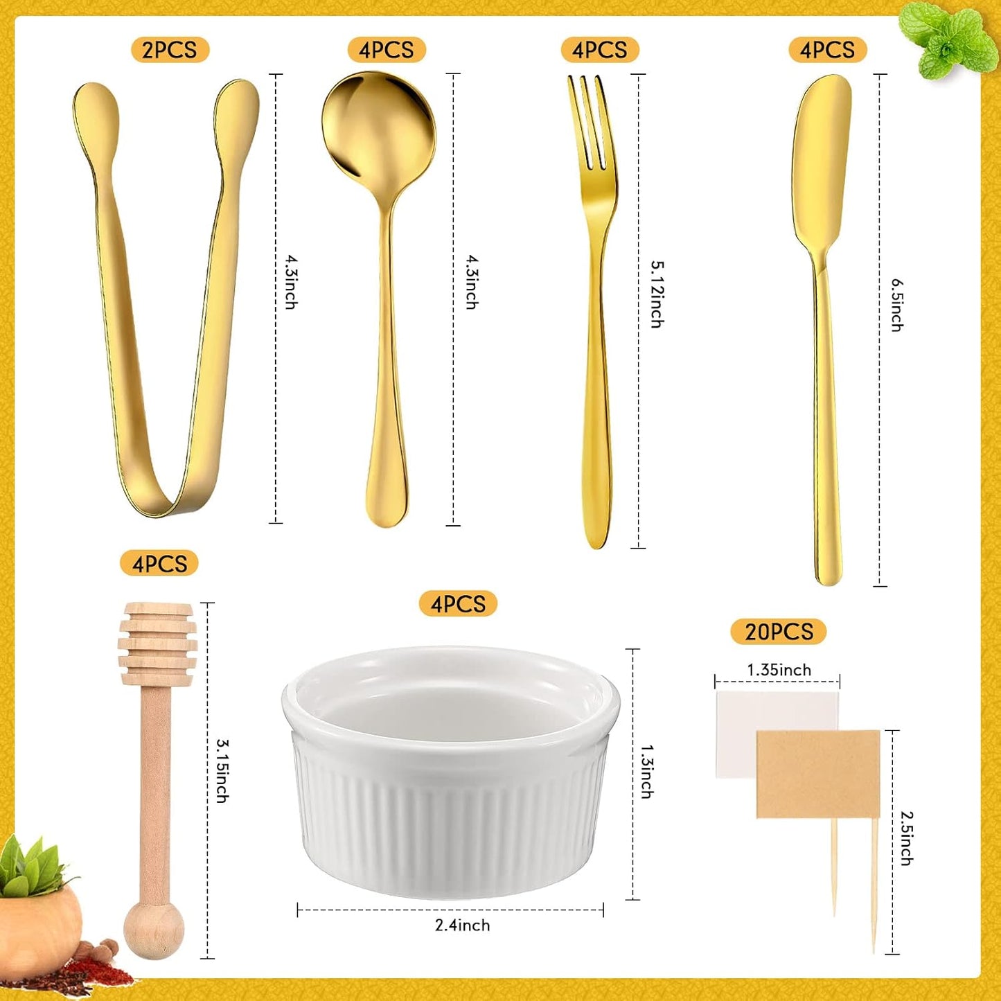 Accesorios tabla embutidos cuchillos dorado