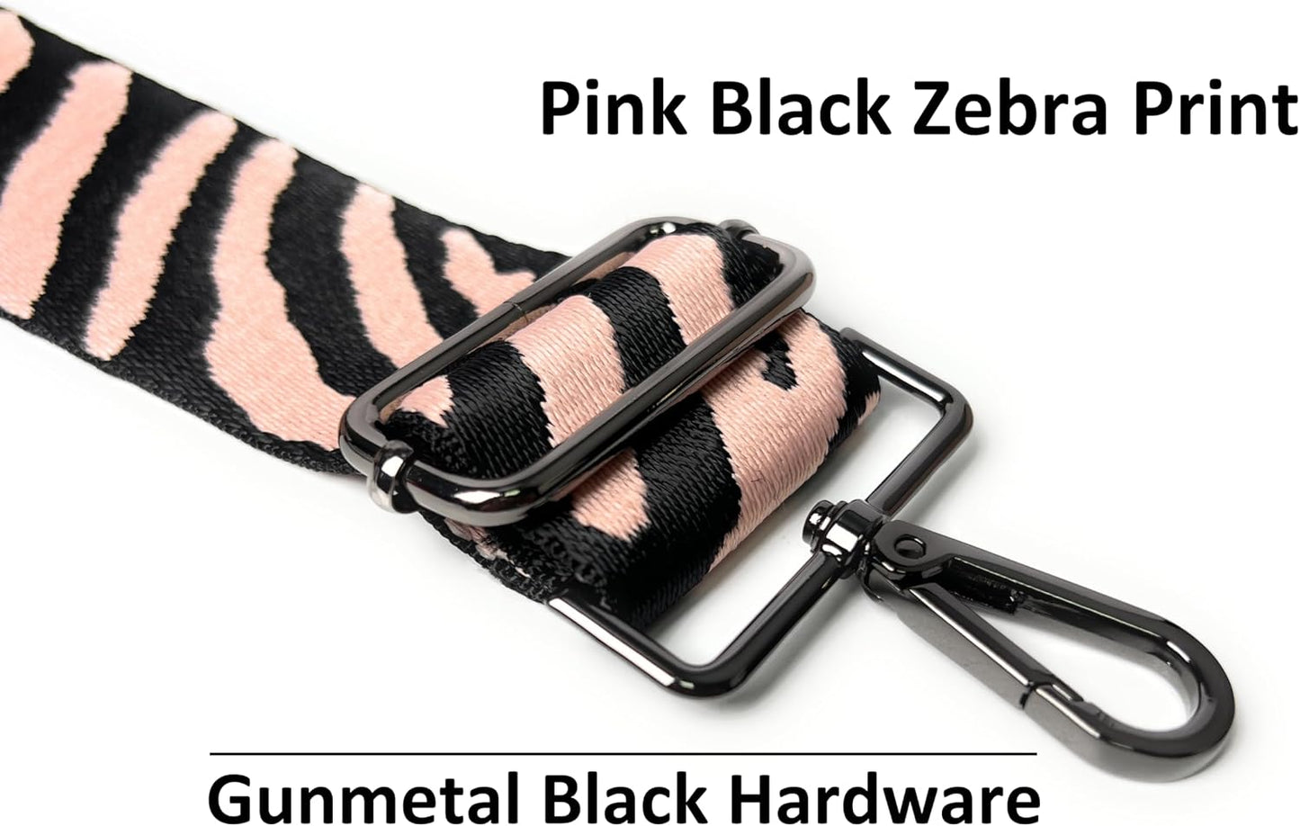 Correa hombro ancha cebra rosa 2pulg hebillas negras ajustable