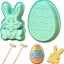 Moldes de silicona antiadherentes de Pascua para conejitos y huevos con martillos de madera