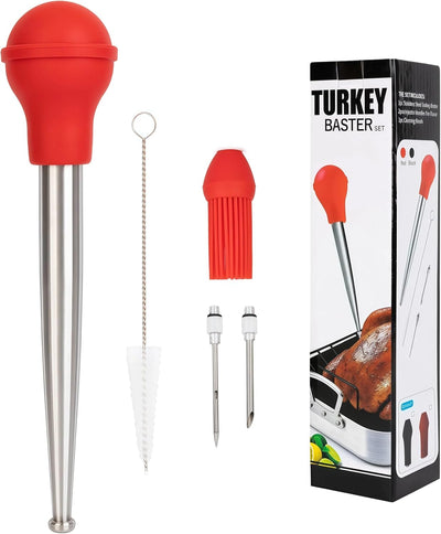Baster grande para pavos con cepillo de silicona y jeringa de acero inoxidable