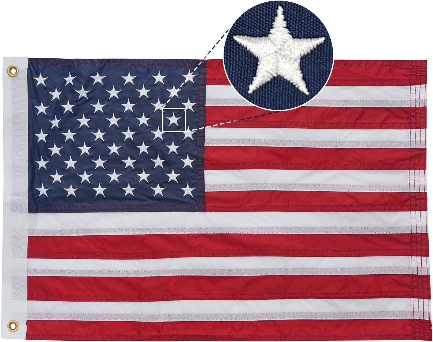 Bandera EE.UU. 12x18pulg para barco duradera con ojales latón