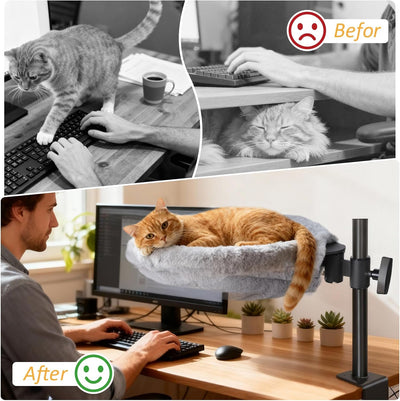 Cama escritorio gato rotación 360° ajustable gris negro