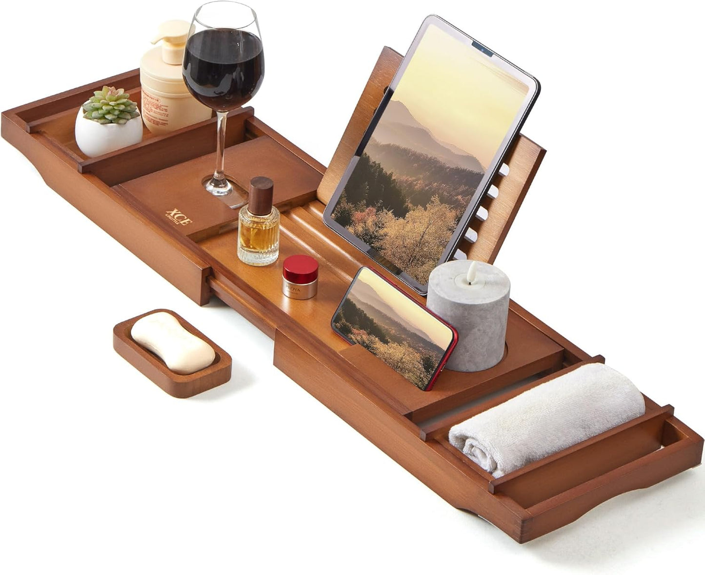 Bandeja bambú baño expandible 41" antiderrap marrón