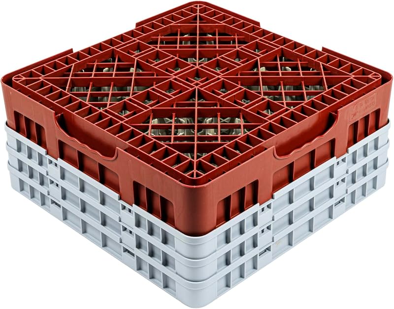 Estante cristal 16 compartimentos soporte rojo