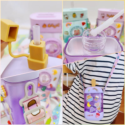 Botella agua Kawaii con helado 14oz correa ajustable sin BPA