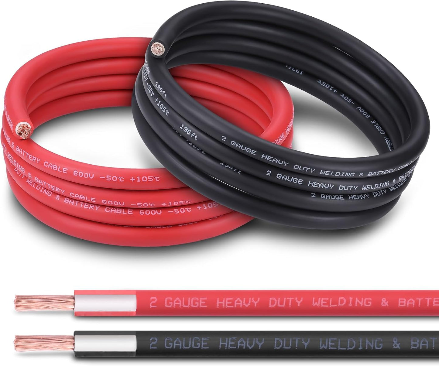 Cable batería 2 AWG 10ft rojo y negro OFC cobre puro