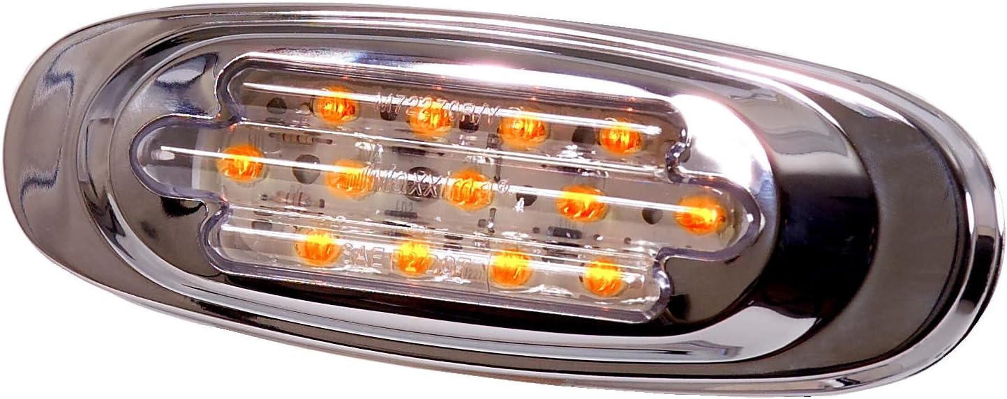 Luz marcador liquidación ovalada LED ámbar bisel acero inox