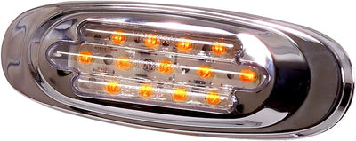 Luz marcador liquidación ovalada LED ámbar bisel acero inox