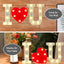 Letras LED I Love U blanco cálido batería para bodas y san valentín