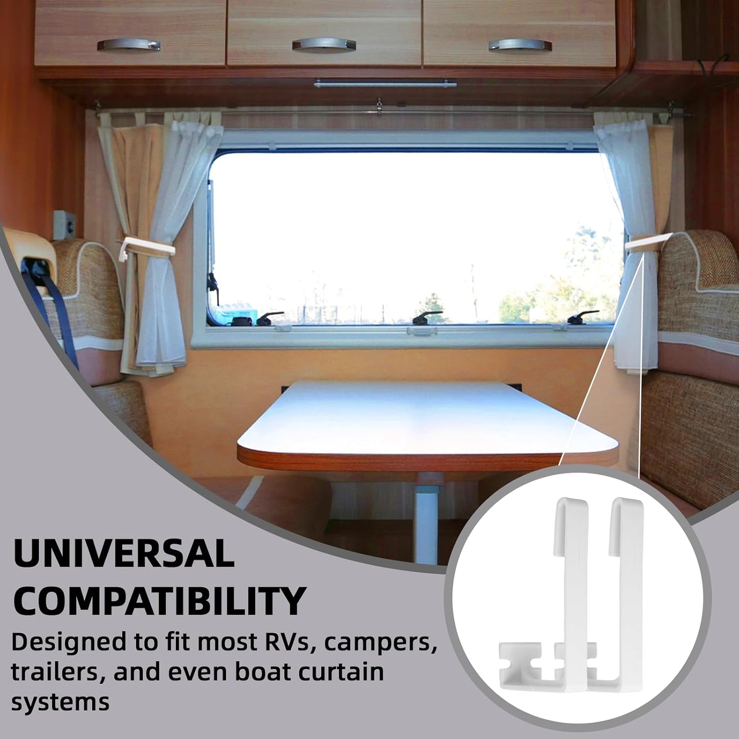 8 Soportes cortina para autocaravana plástico resistente