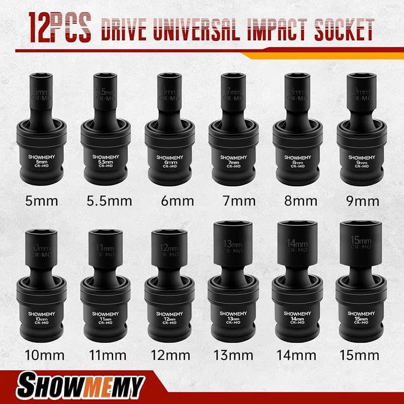 Set llaves junta 6 puntos acero Cr-Mo estuche resistente