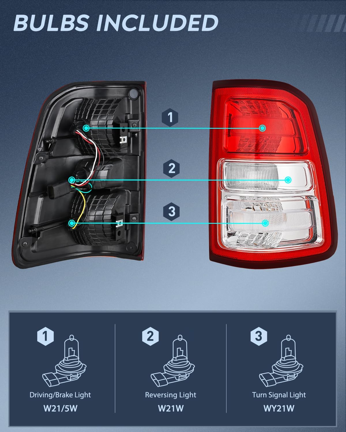 Luz trasera comp Dodge Ram lado pasajero con bombillas