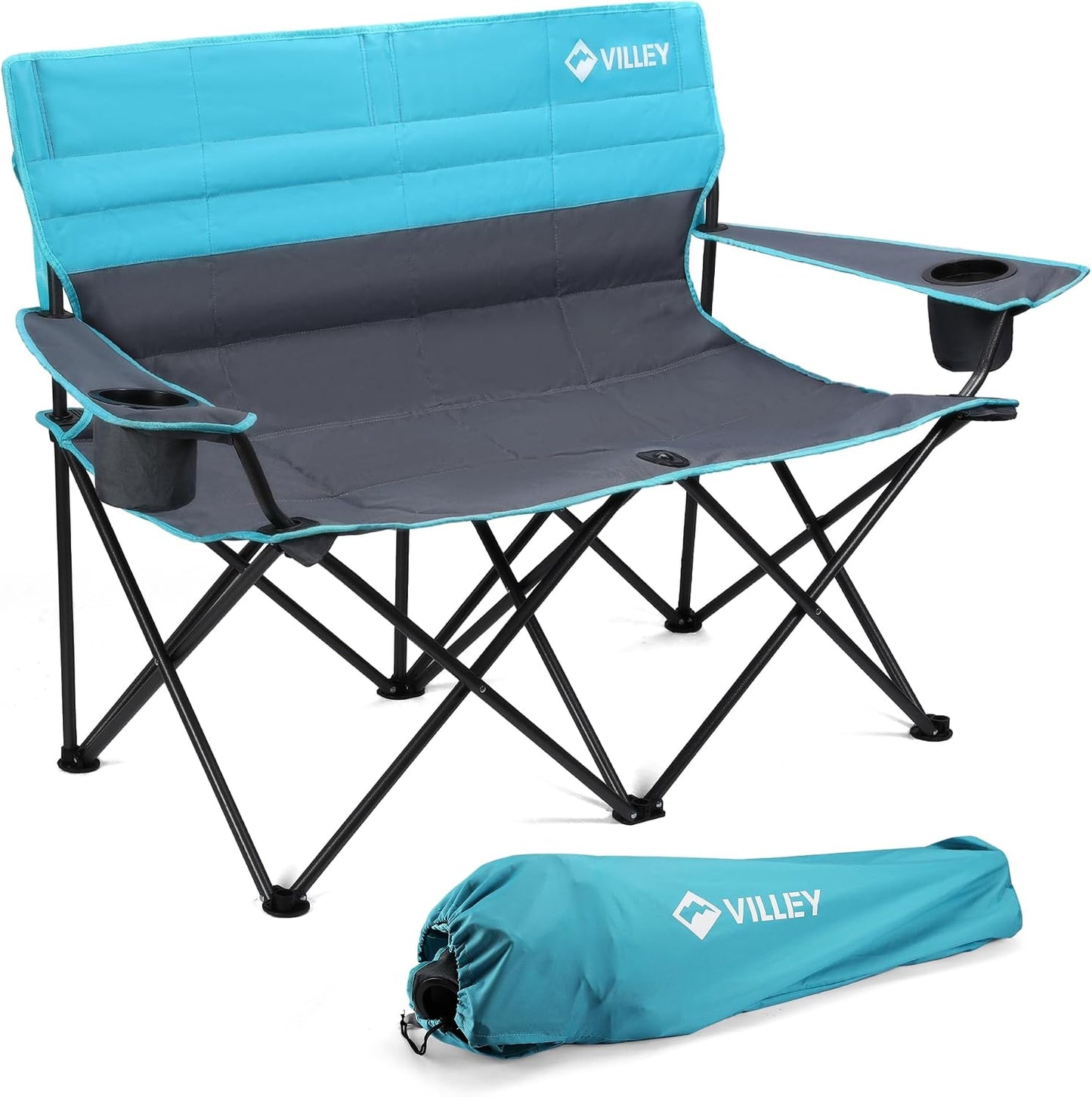 Silla camping doble plegable acolchada con bolsa 500lb