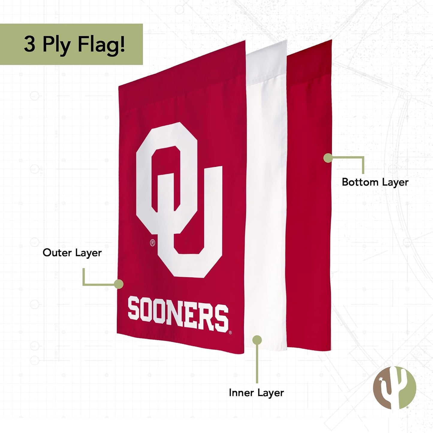 Bandera jardín Oklahoma Sooners 19x12pulg diseño E