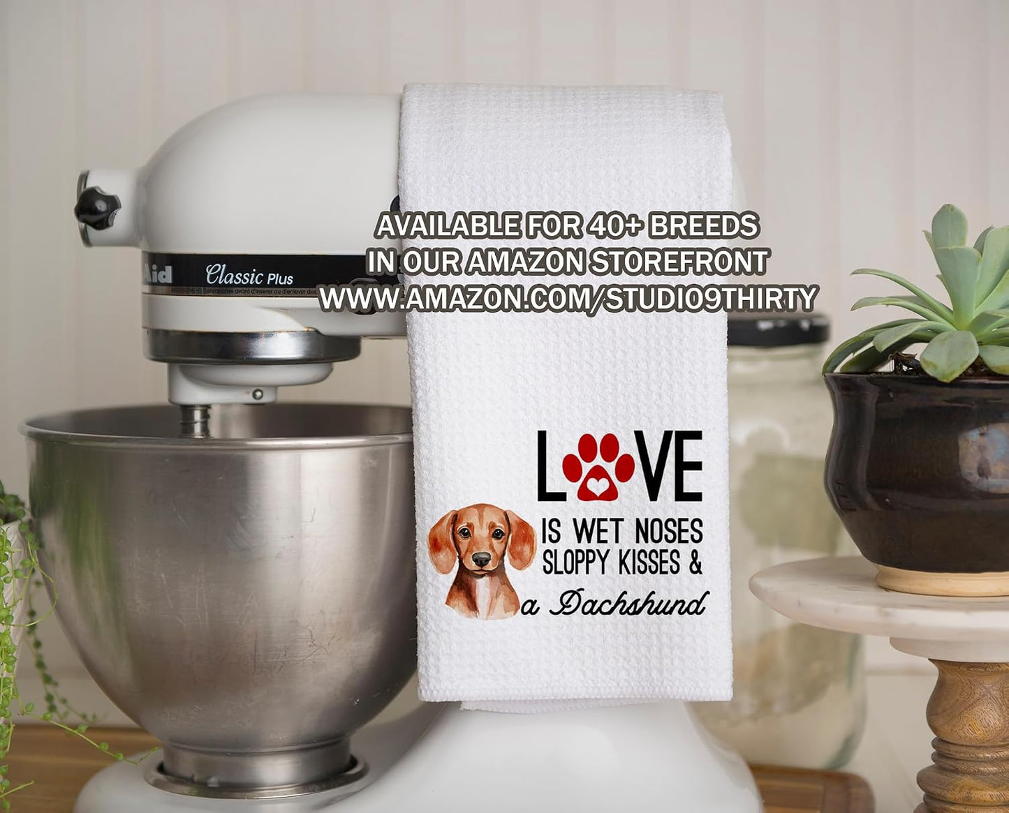 Toalla cocina gofre con texto 'love is wet noses' regalo perros