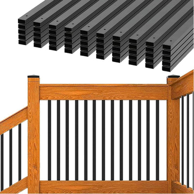 51 Balaustres cubierta 36pulg recto metal negro tornillos