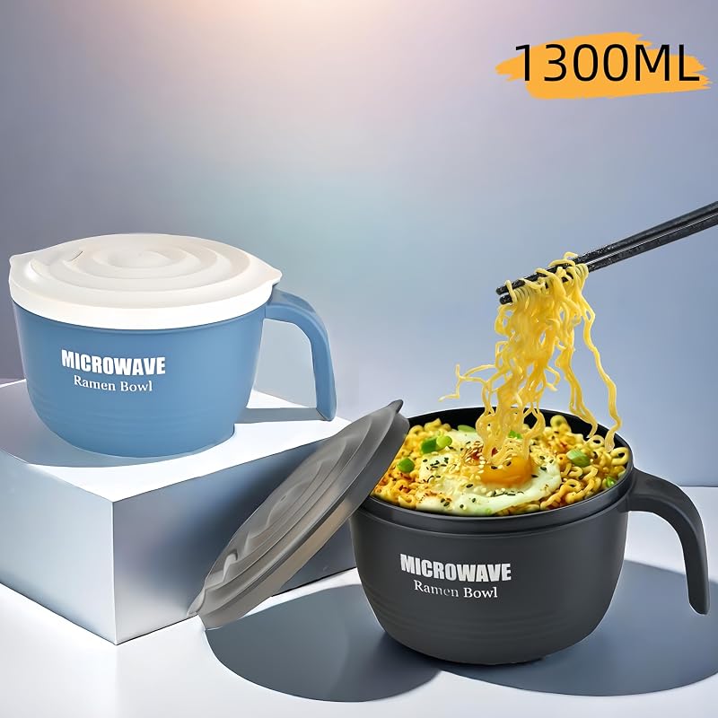2 Set Tazones Ramen Microondas 45oz con Cuchara Palillos