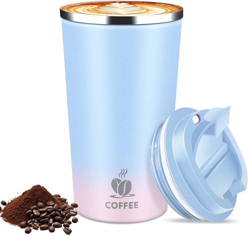 Taza café viaje aislada 17oz acero inox reutilizable