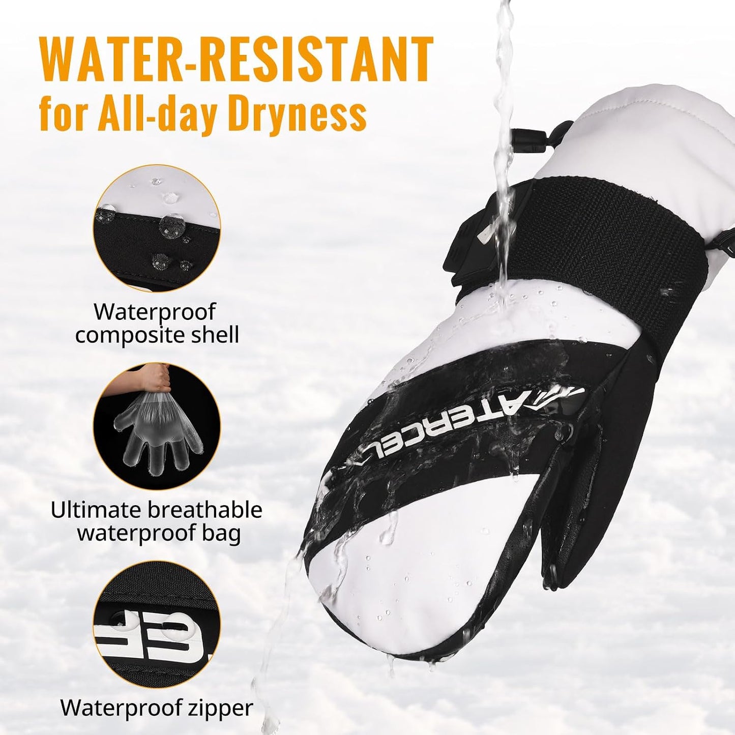 Guantes esquí impermeables Thinsulate 3M para hombre y mujer