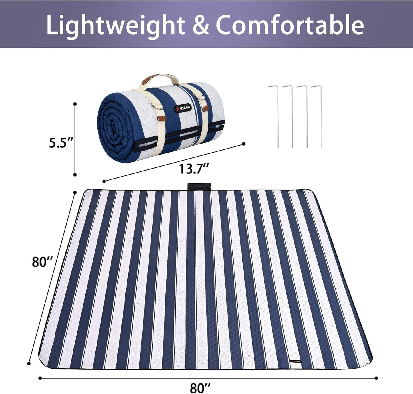 Manta picnic 80x80pulg impermeable plegable