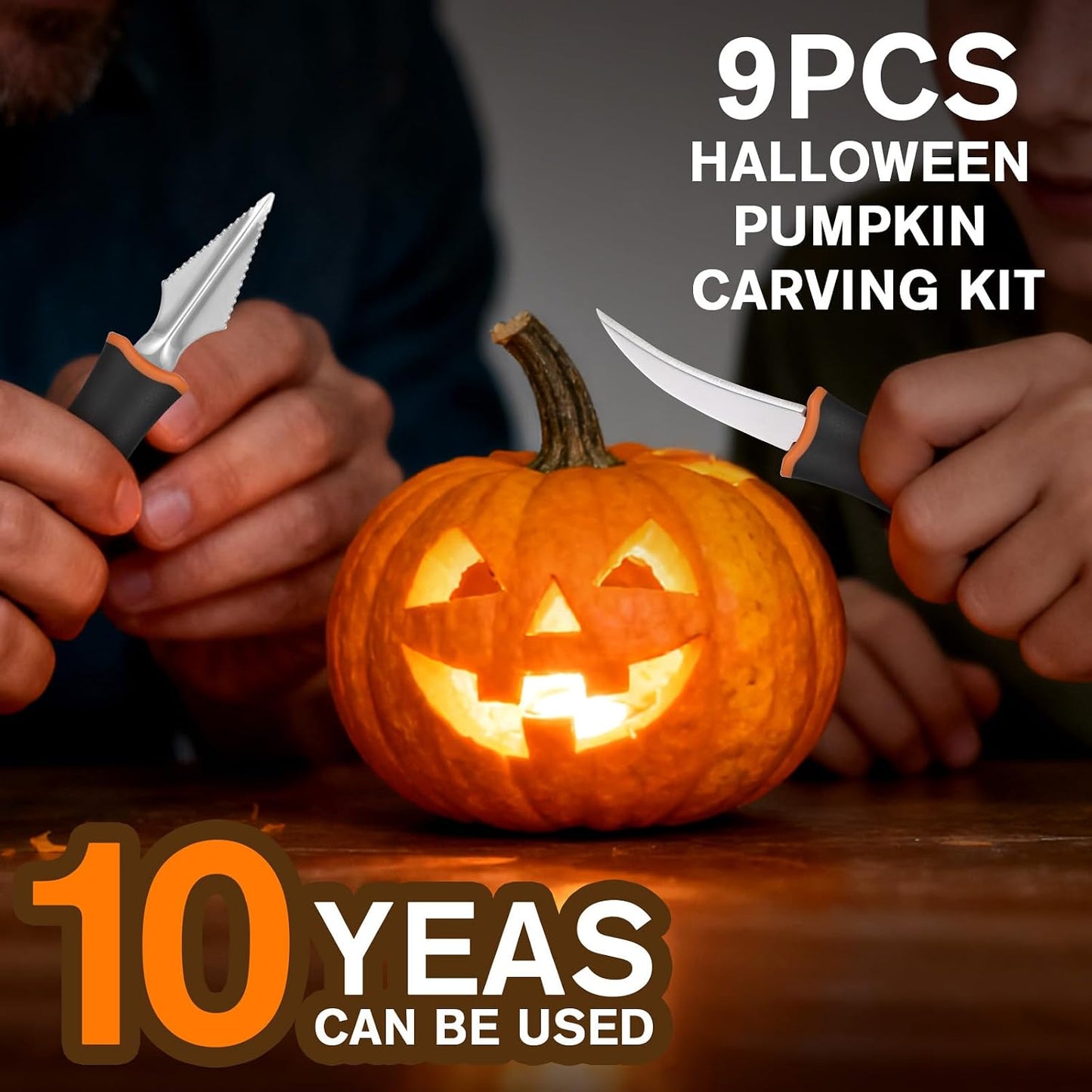 Kit tallado calabaza 9 pzas cuchillo acero inox Halloween