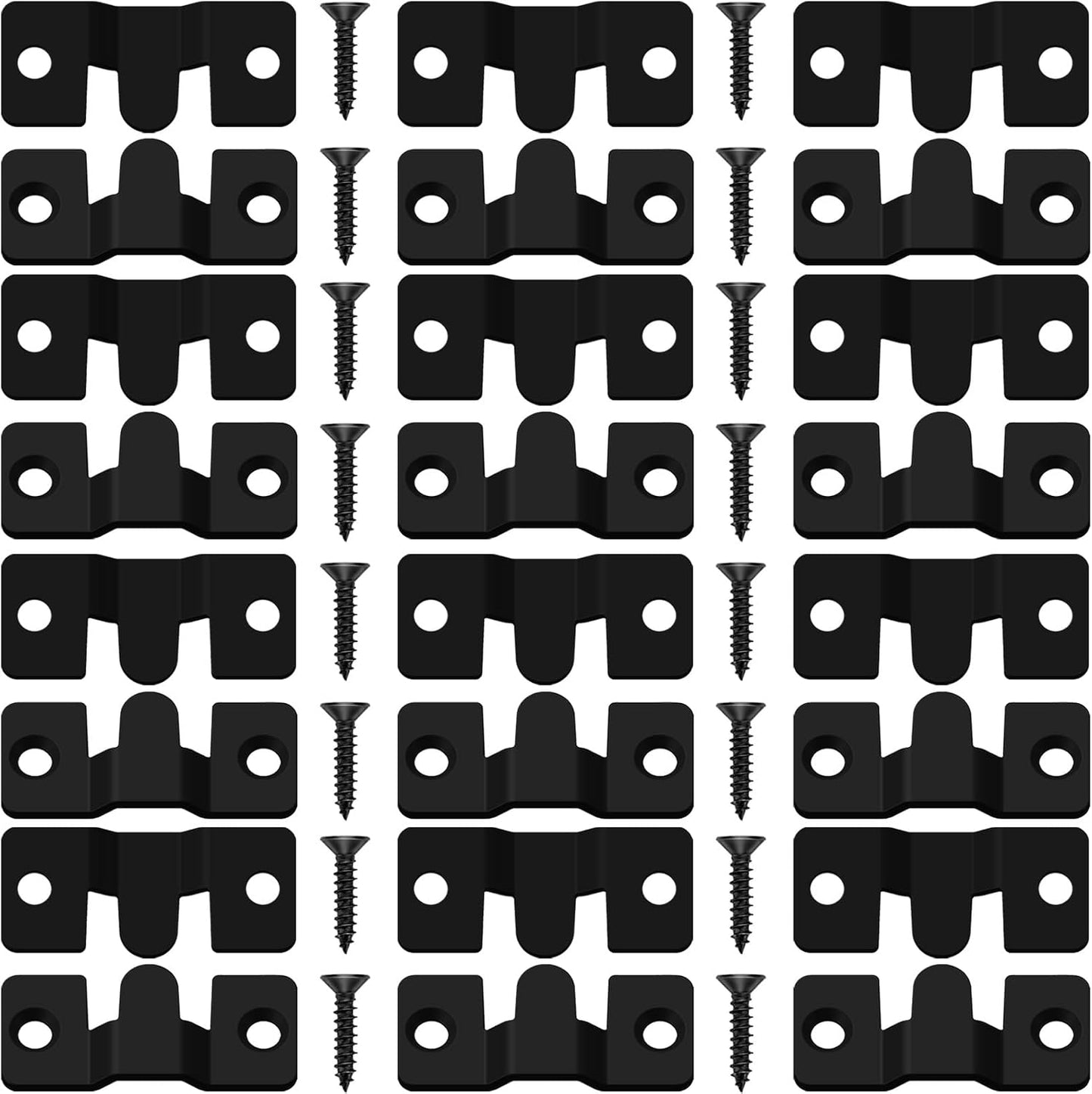 24 Soportes Pared 1.7x0.75pulg Acero Inox Negro Colgador Fotos