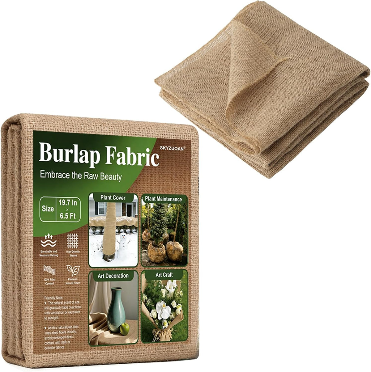Tela arpillera 19.7x6.5pies para protección de plantas y jardinería