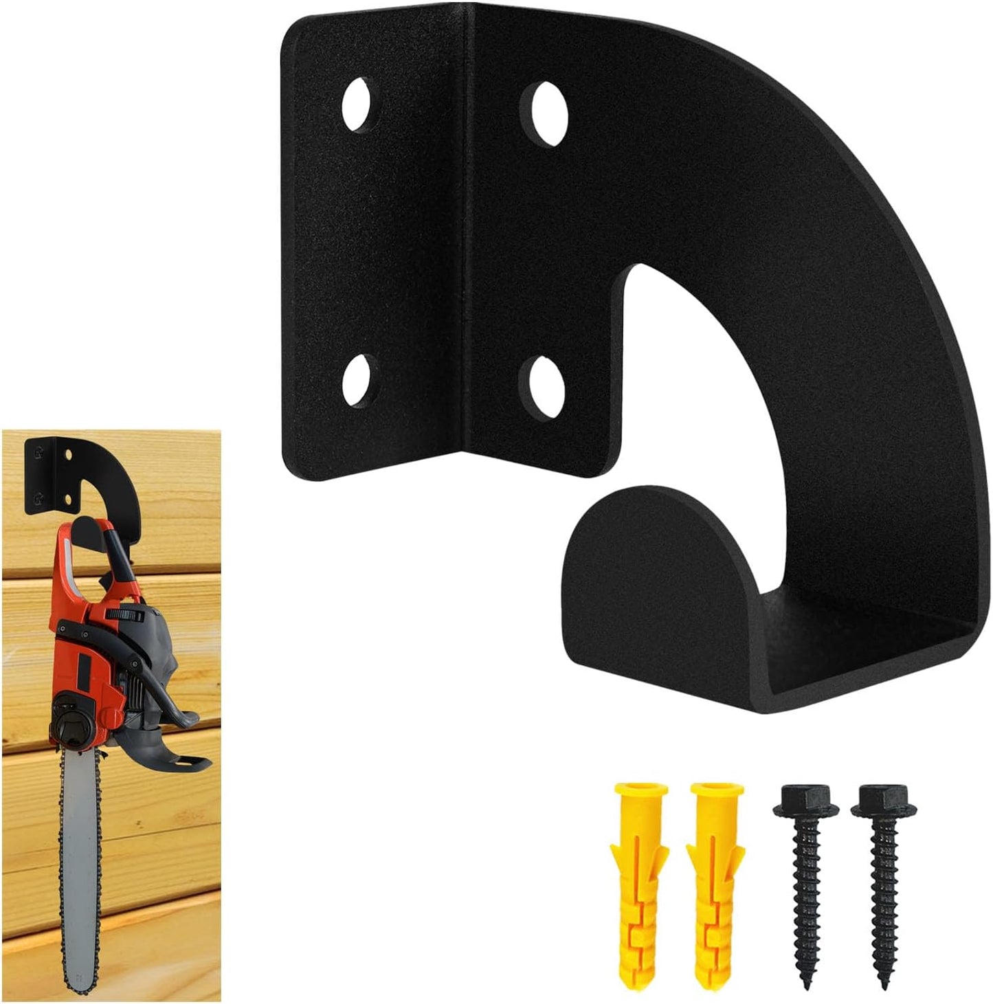 Soporte pared motosierra organizador metal negro