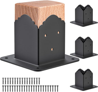 Base poste 4x4 soporte cubierta recubrimiento negro set 4