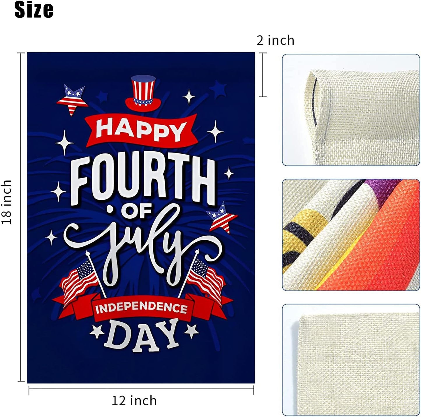 Bandera 4 de Julio 12x18pulg doble cara patio hogar