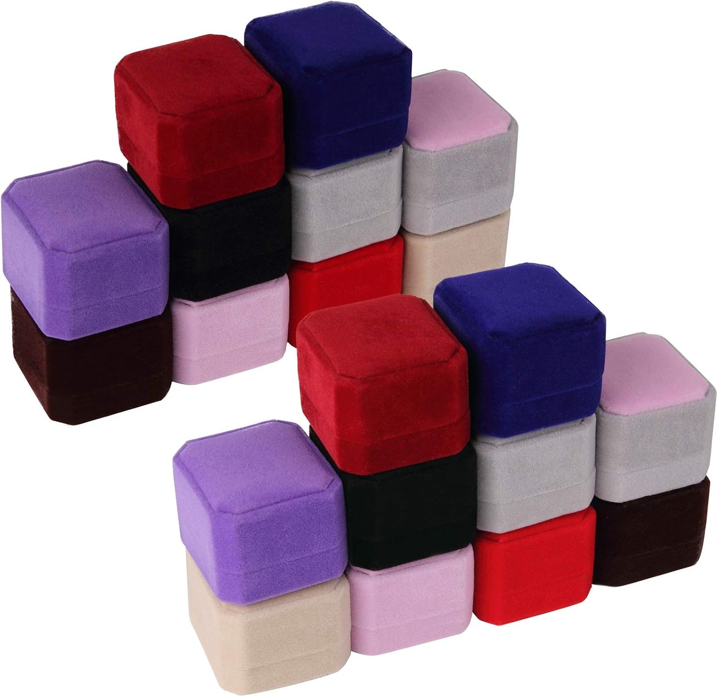 Caja terciopelo 9pcs anillos pendientes regalo surtidos