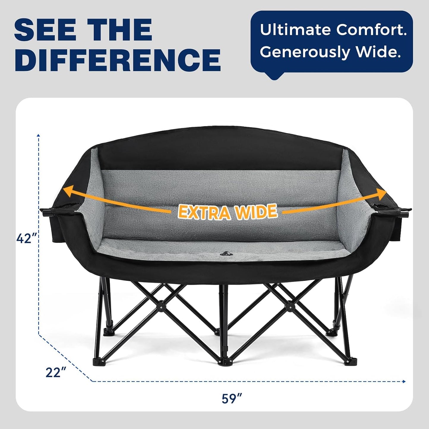 Silla campamento doble 600lb con portavasos