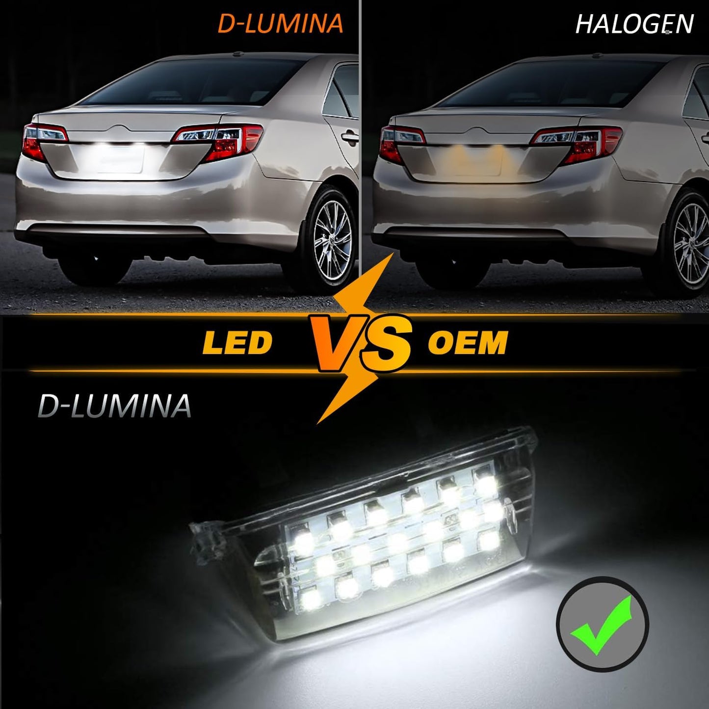 Luz LED placa matrícula Toyota Camry Highlander 18-SMD pack 2