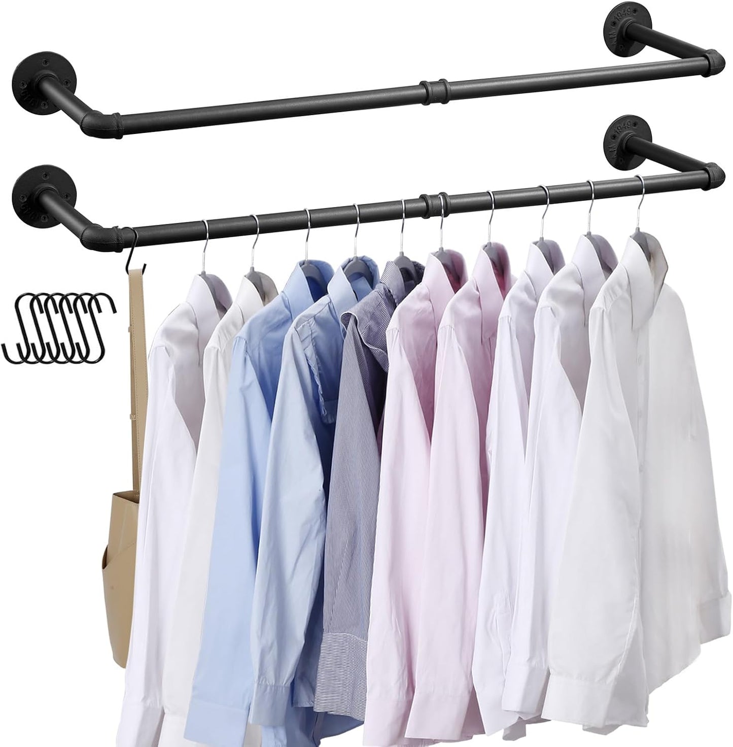 Perchero industrial de hierro 38" set 2 para lavandería